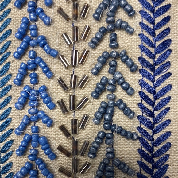 Blue and Cream Striped Accent Pillow - Picture 9 of 11